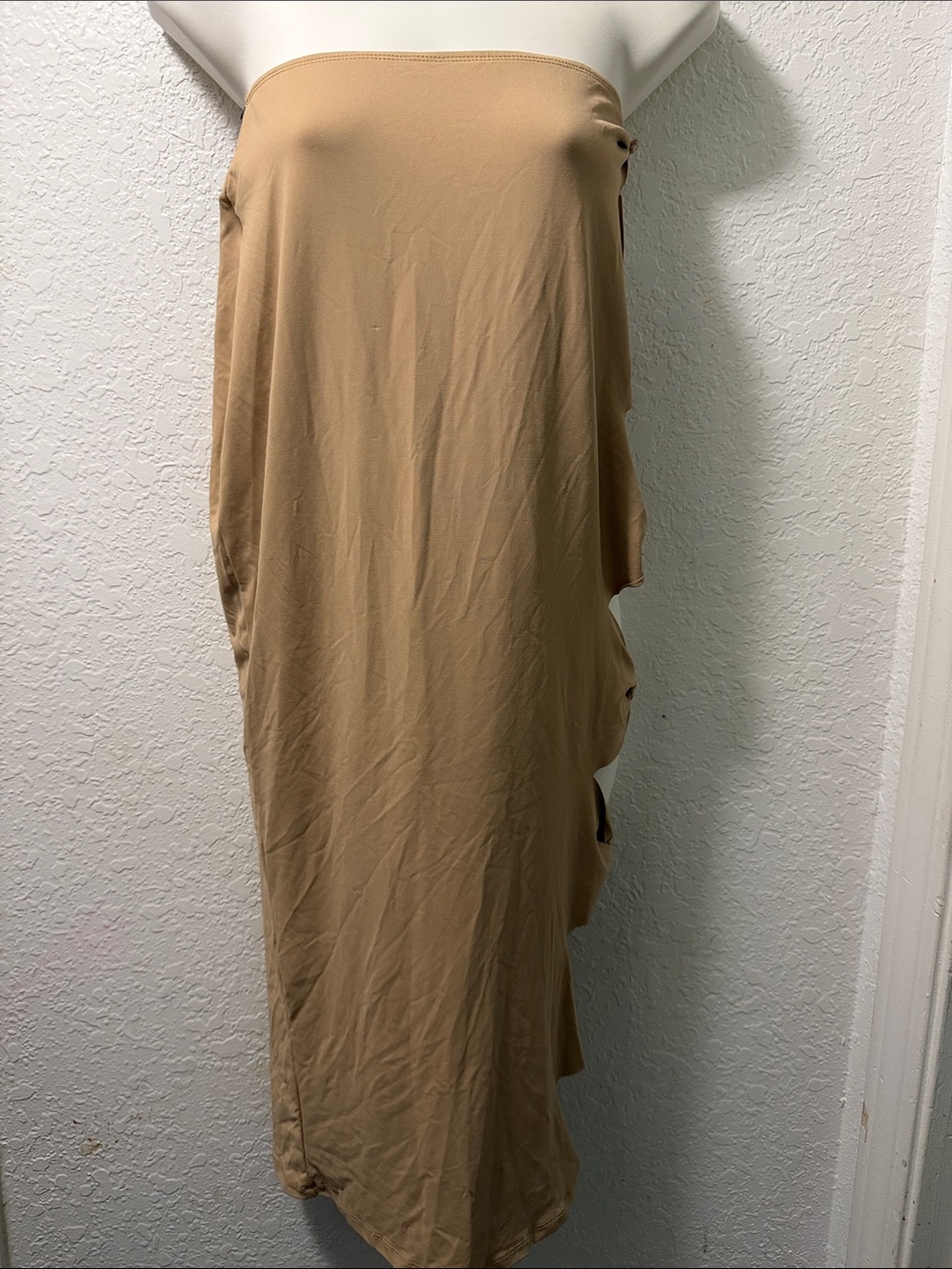 SHEIN Tan Strapless Midi Tube Dress